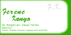 ferenc kanyo business card
